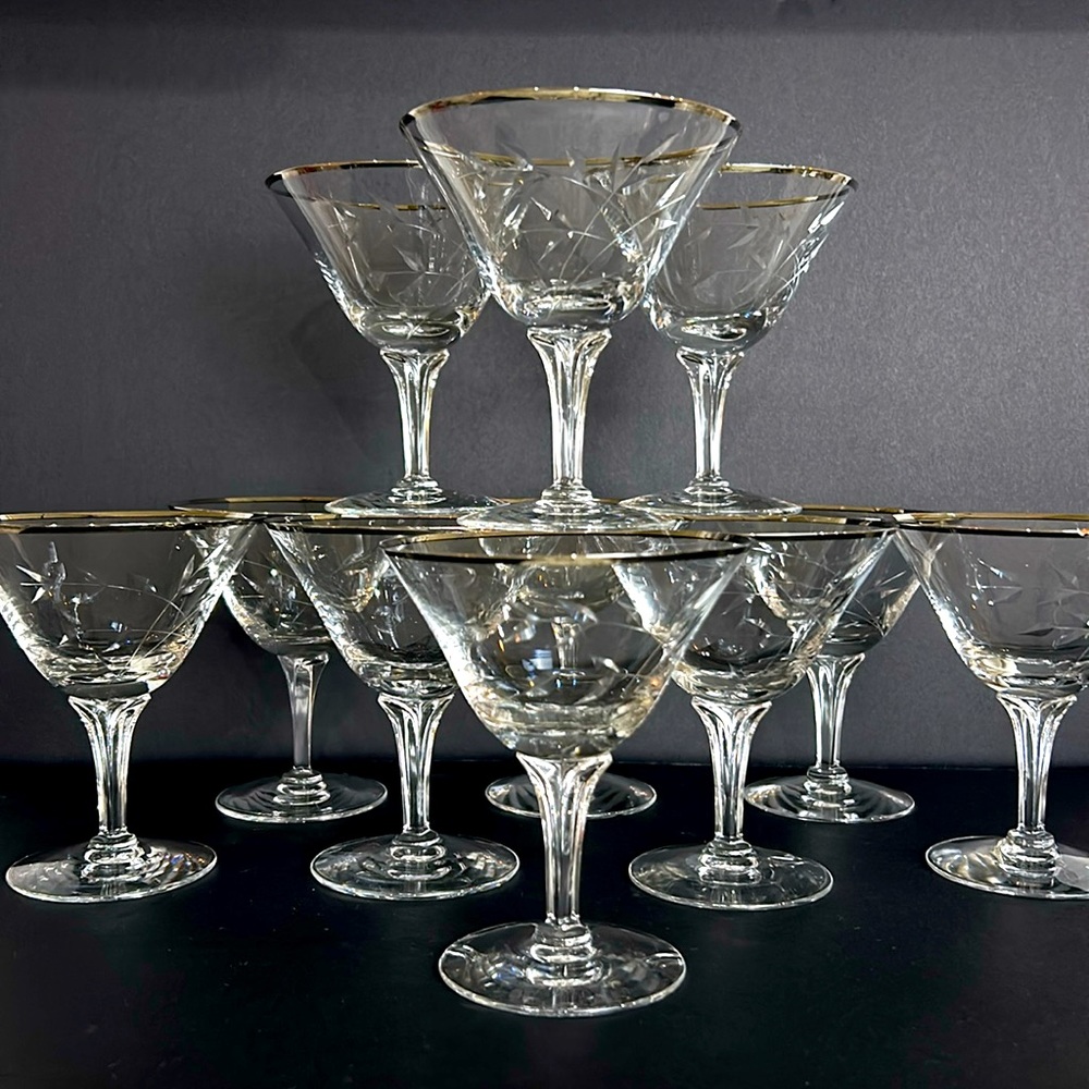 Fostoria Crystal Sherbet Champagne glasses set-11 glasses
